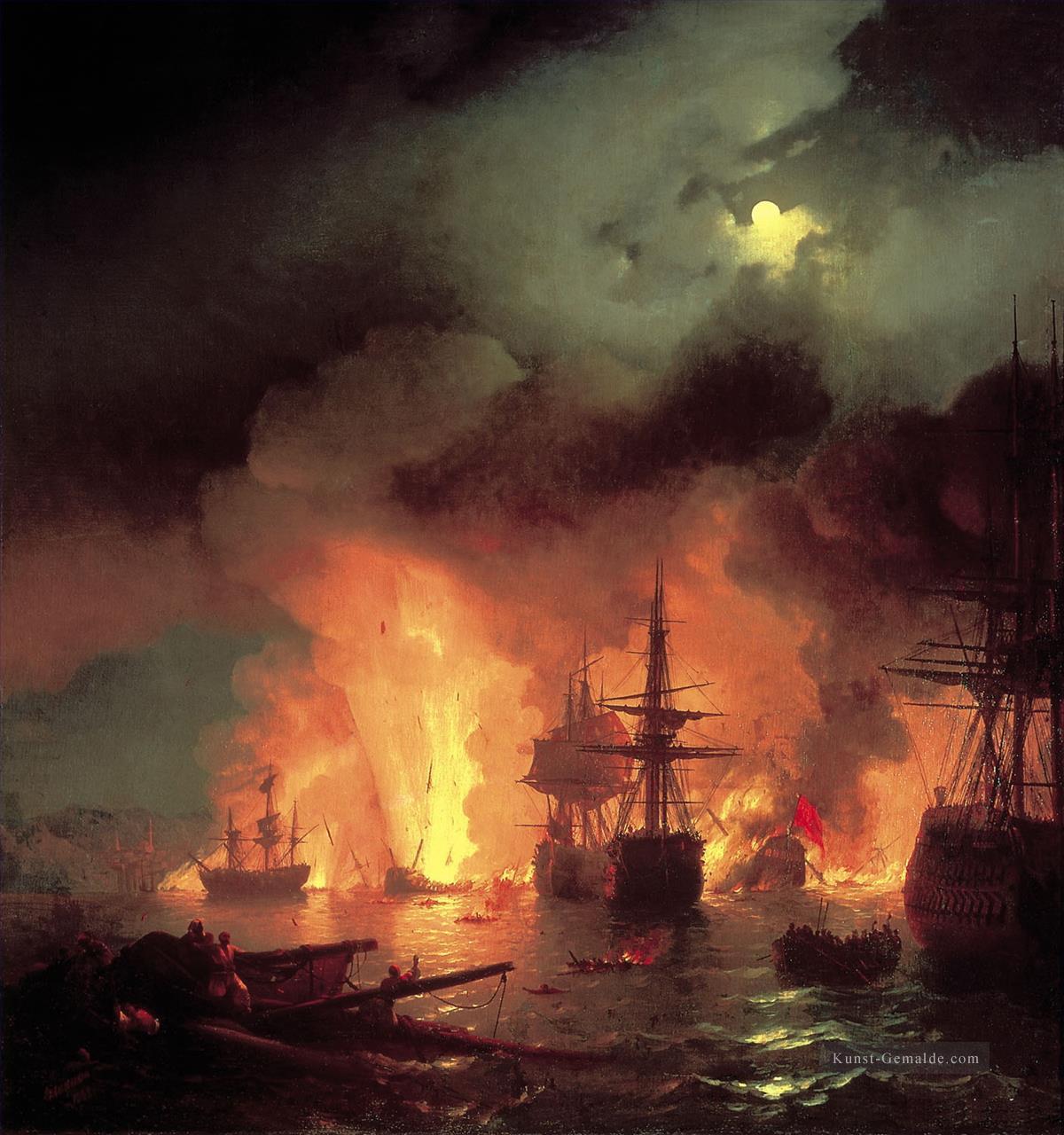 aivazovskiy chesmenskiy Fledermaus Kriegsschiff Seeschlachts Ölgemälde